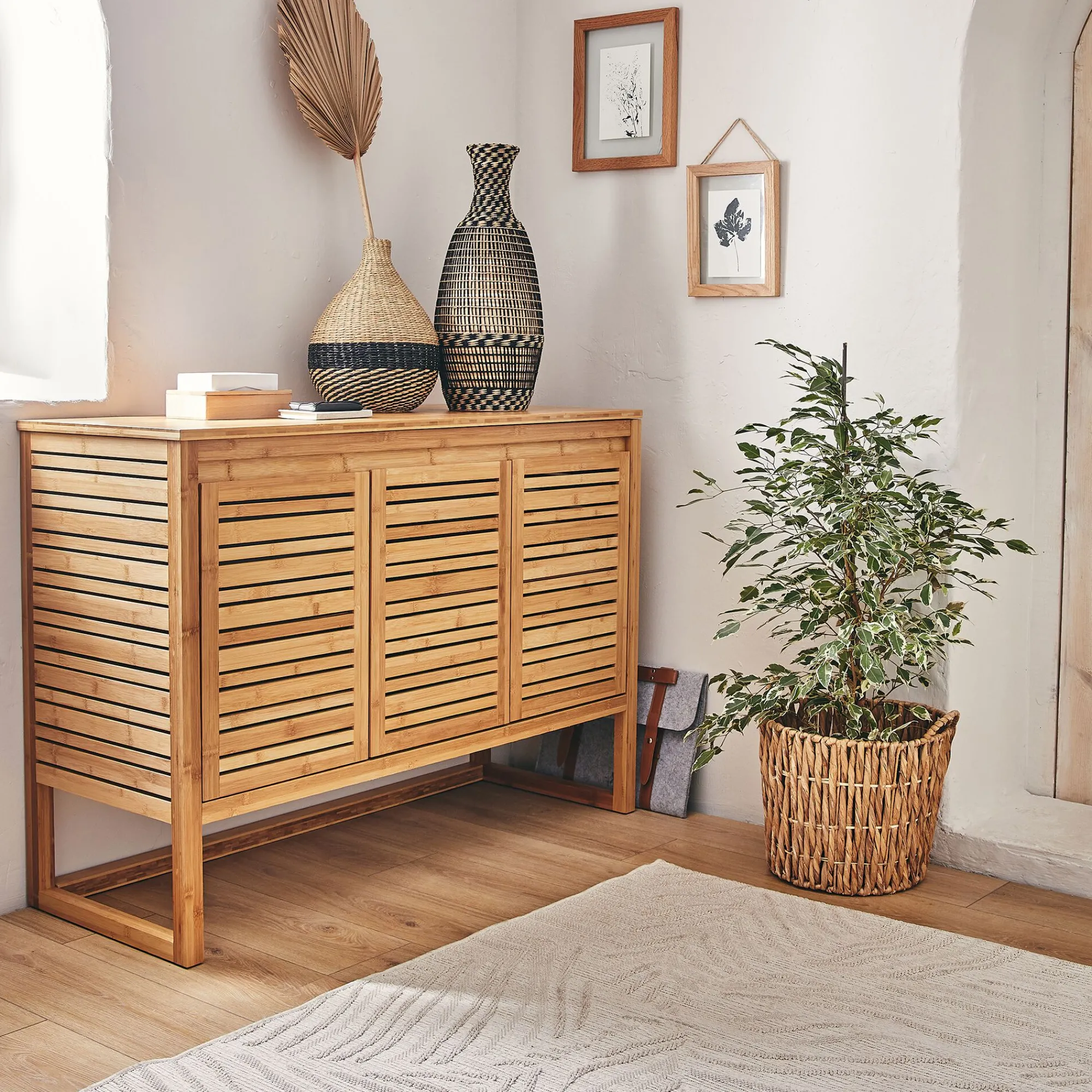 alinea Rangement De Salle De Bain*Top double pour meuble sous-vasque 120cm Bois clair