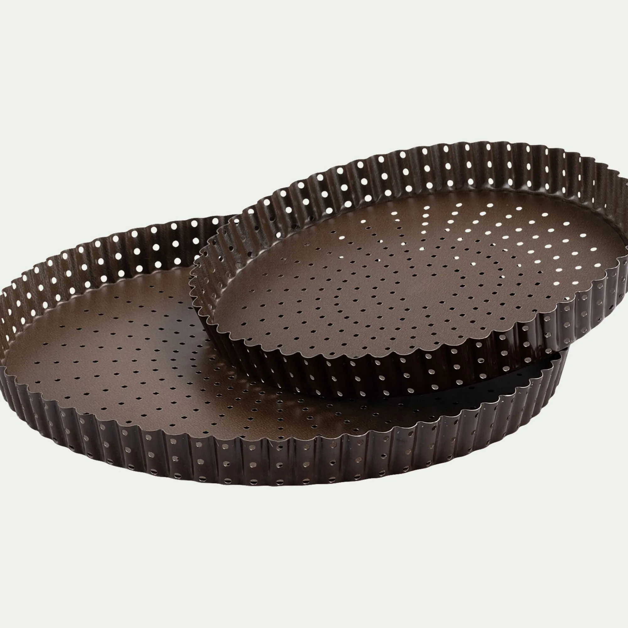 alinea Moule À Gâteau*Tourtière cannelée perforée en acier D24cm - marron