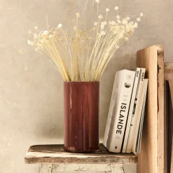 alinea Vase*Vase tube en verre H23cm - Marron