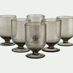 alinea Verre À Pied|Verre À Vin*Verre à pied en verre bullé 25cl - Gris