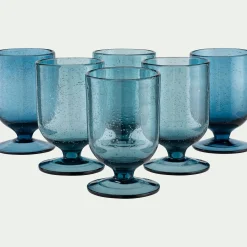 alinea Verre À Pied|Verre À Vin*Verre à pied en verre bullé 25cl - Bleu