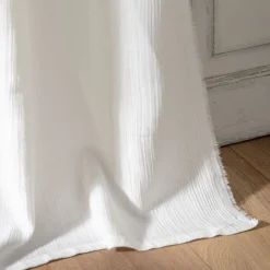 alinea Voilage*Voilage à œillets en double gaze de coton finition franges 130x250cm - écru Blanc