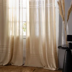 alinea Voilage*Voilage à nouettes en coton finition ajouré 140x250cm - alpilles Beige
