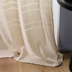 alinea Voilage*Voilage à nouettes en coton finition ajouré 140x250cm - alpilles Beige