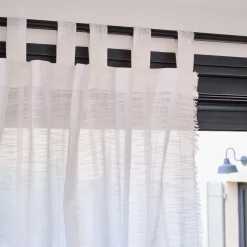 alinea Voilage*Voilage à passants en coton finition franges 140x280cm - Blanc